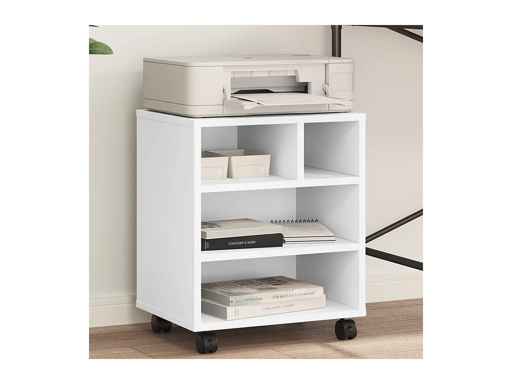 Support d'imprimante avec roulettes blanc 41x32x48 cm