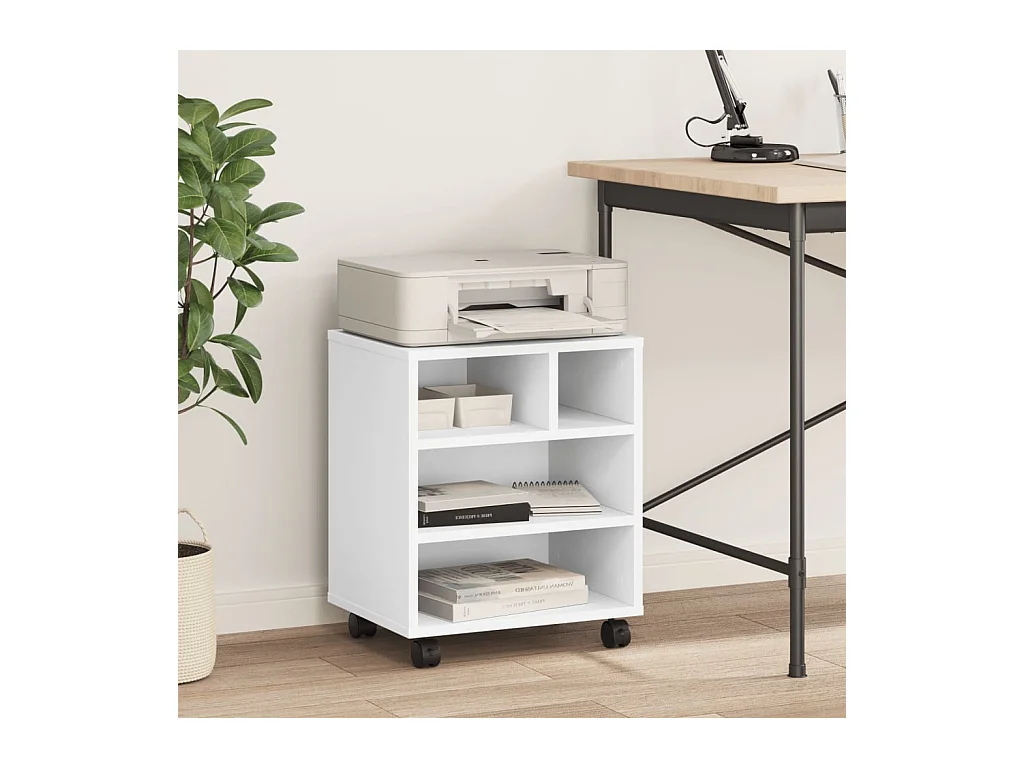 Support d'imprimante avec roulettes blanc 41x32x48 cm