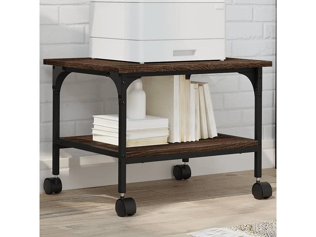 Suporte para impressora de 2 camadas carvalho marrom 50x40x38 cm