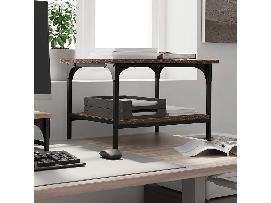 Suporte para impressora de 2 camadas carvalho marrom 50x40x38 cm