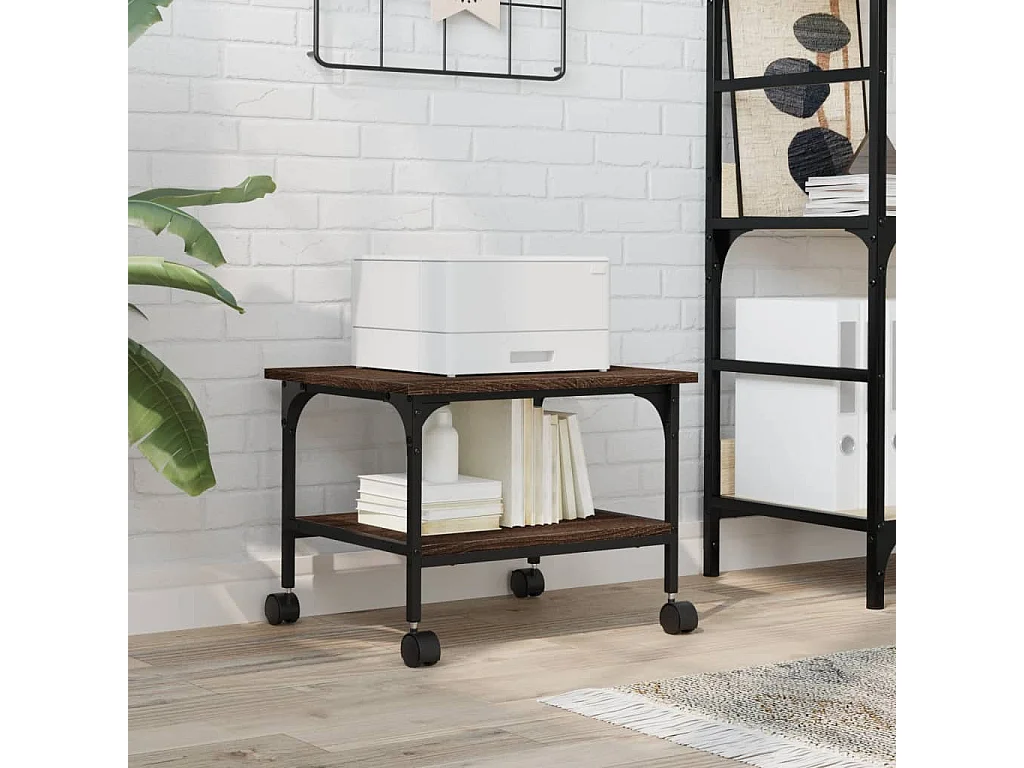 Suporte para impressora de 2 camadas carvalho marrom 50x40x38 cm