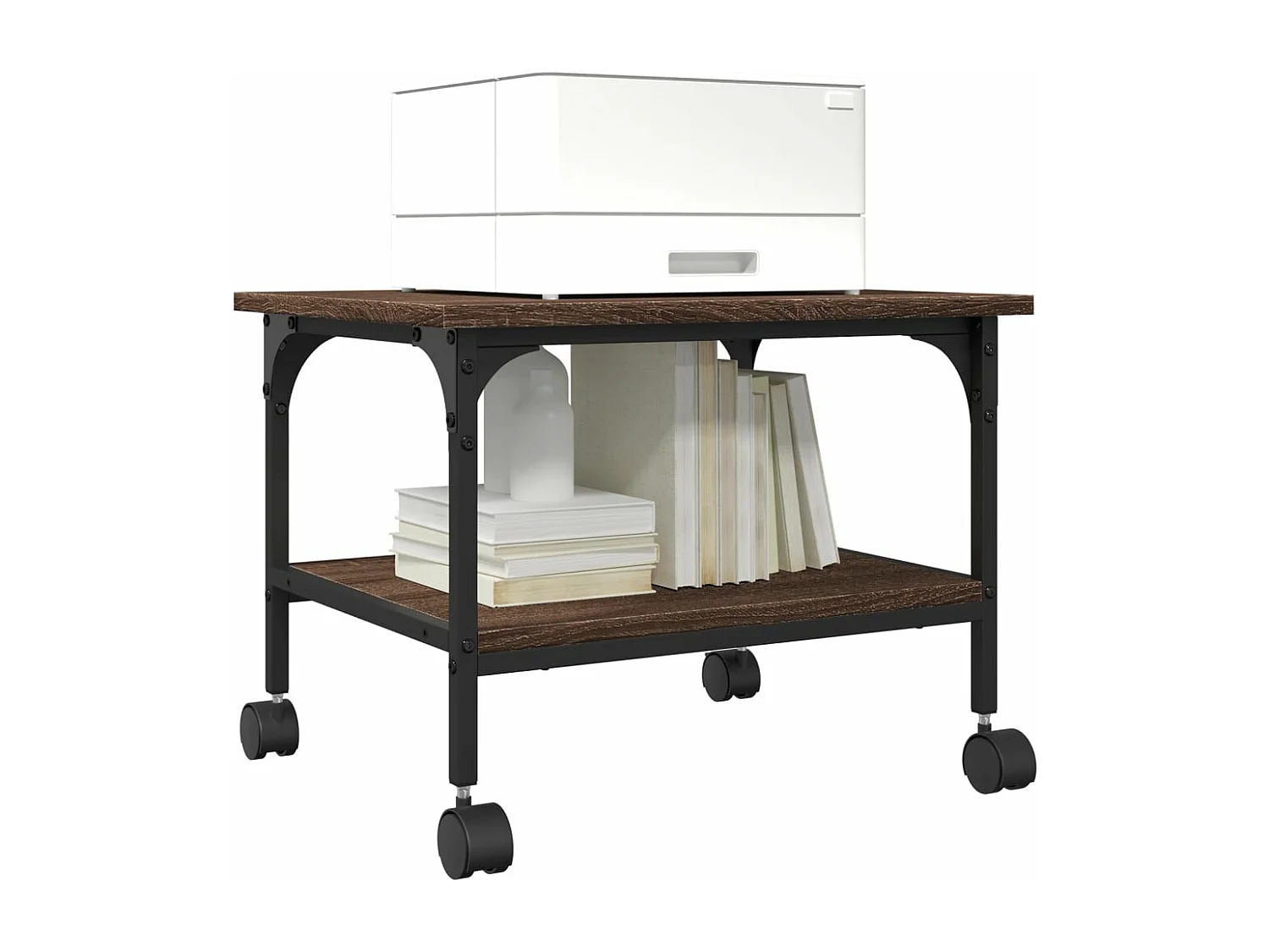 Suporte para impressora de 2 camadas carvalho marrom 50x40x38 cm