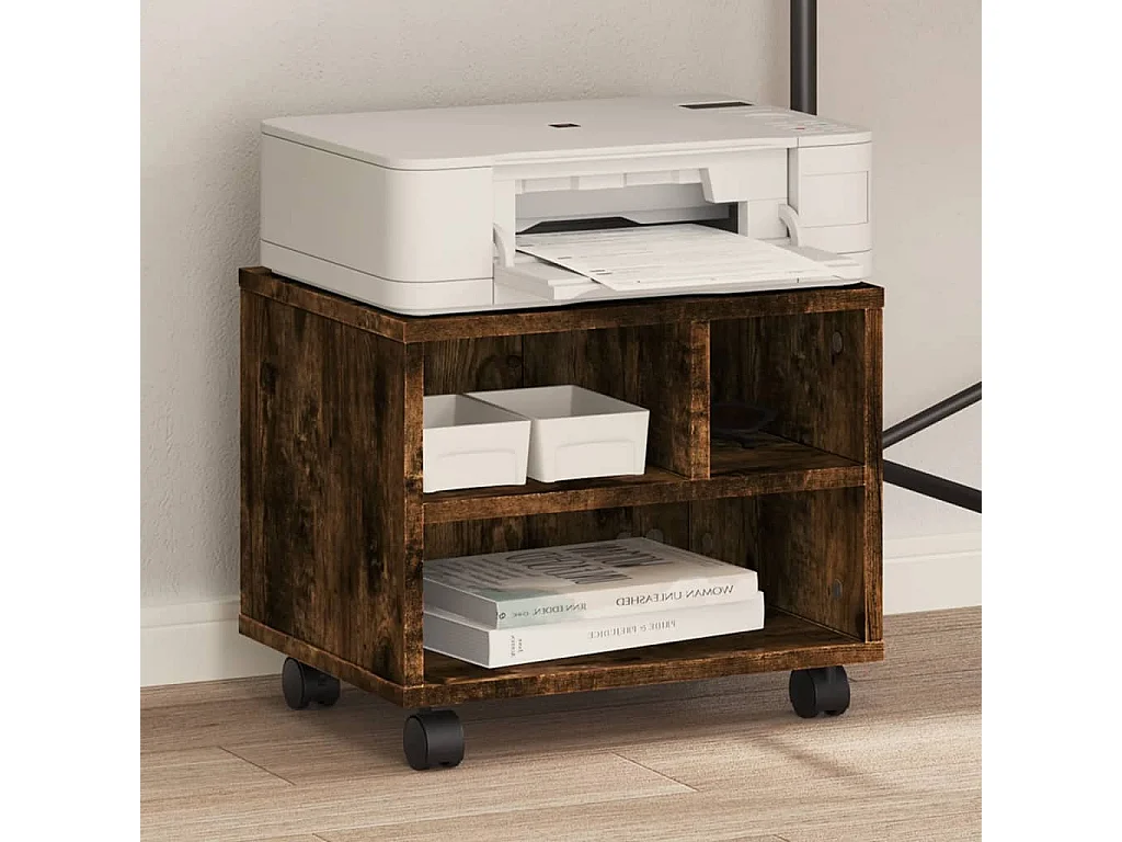 Druckerständer mit Rädern, geräucherte Eiche, 41 x 32 x 34,5 cm