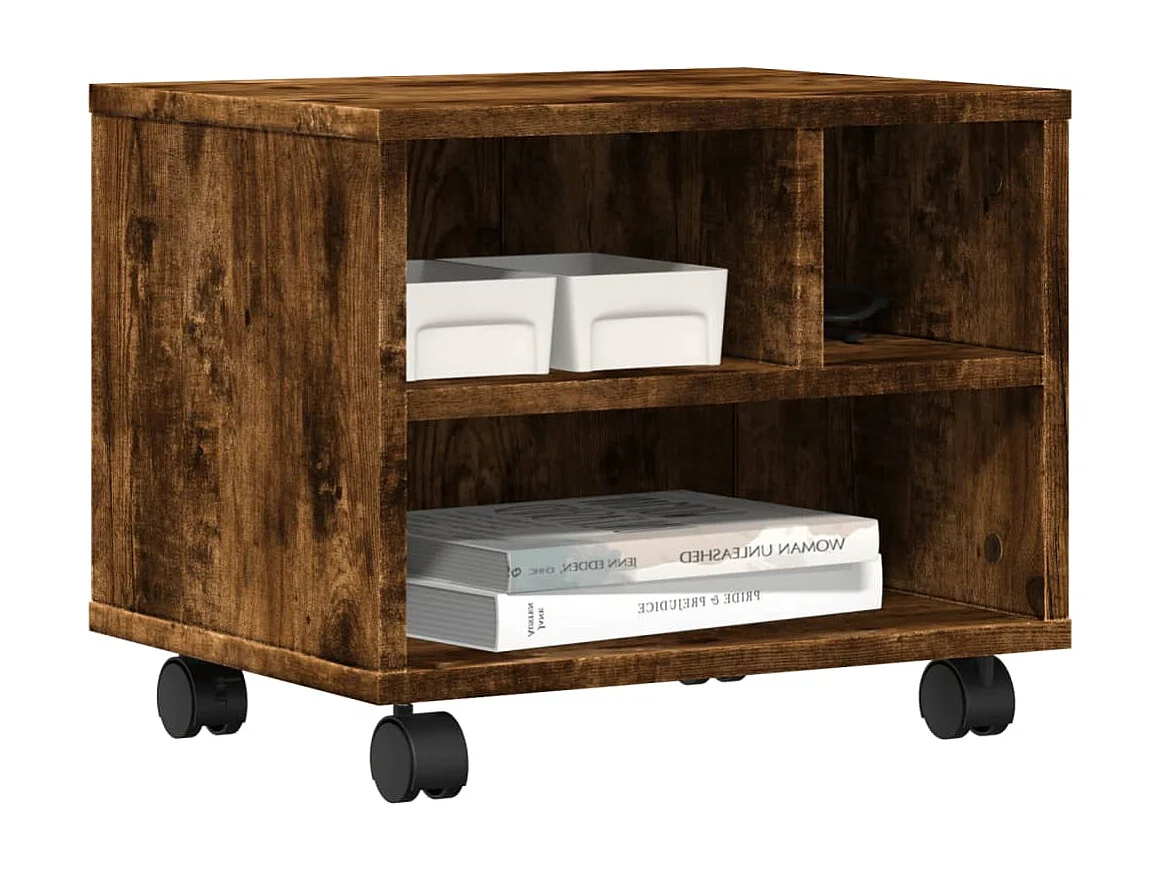 Druckerständer mit Rädern, geräucherte Eiche, 41 x 32 x 34,5 cm