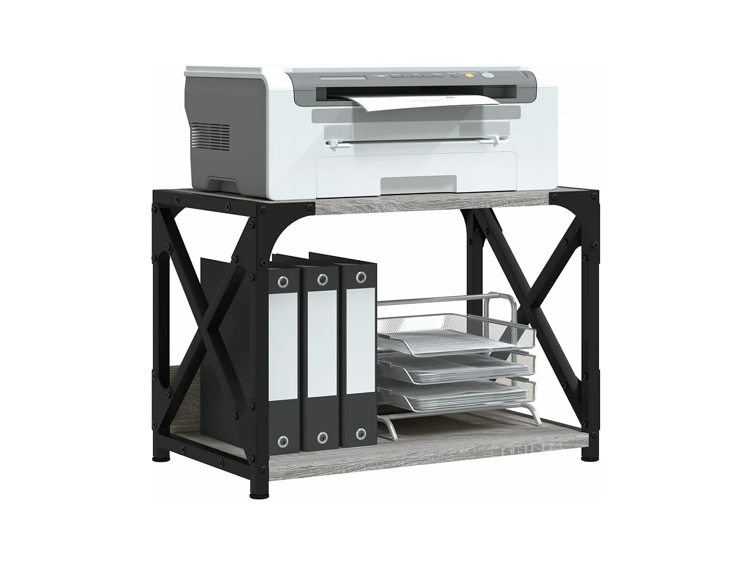 2-laags printerstandaard Sonoma grijs 44x26x31,5 cm