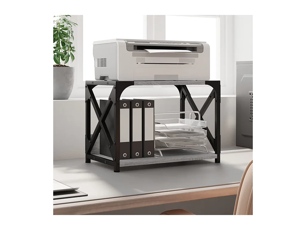 2-laags printerstandaard Sonoma grijs 44x26x31,5 cm