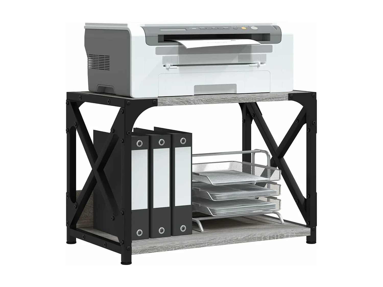 Support d'imprimante à 2 niveaux Sonoma gris 44x26x31,5 cm