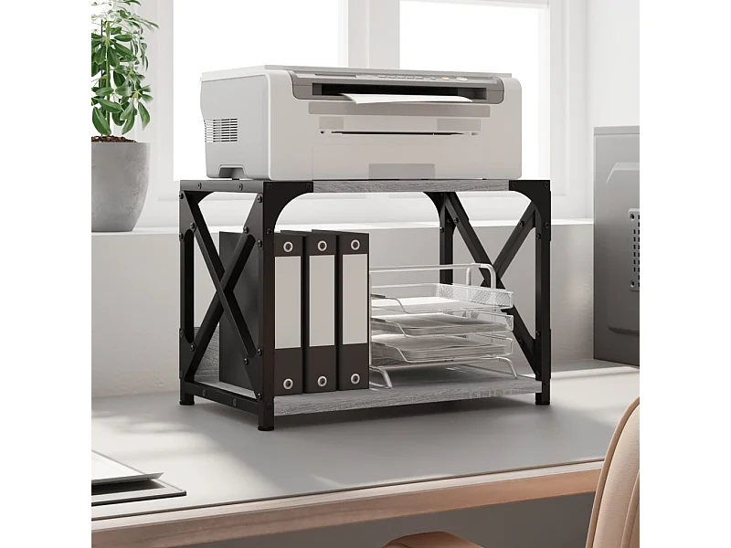 Soporte para impresora 2 niveles Sonoma gris 44x26x31,5 cm