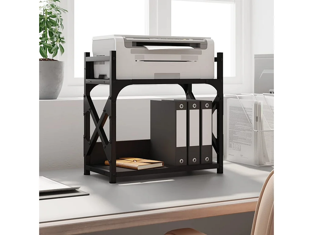 Supporto stampante 2 livelli nero 40x20x40 cm