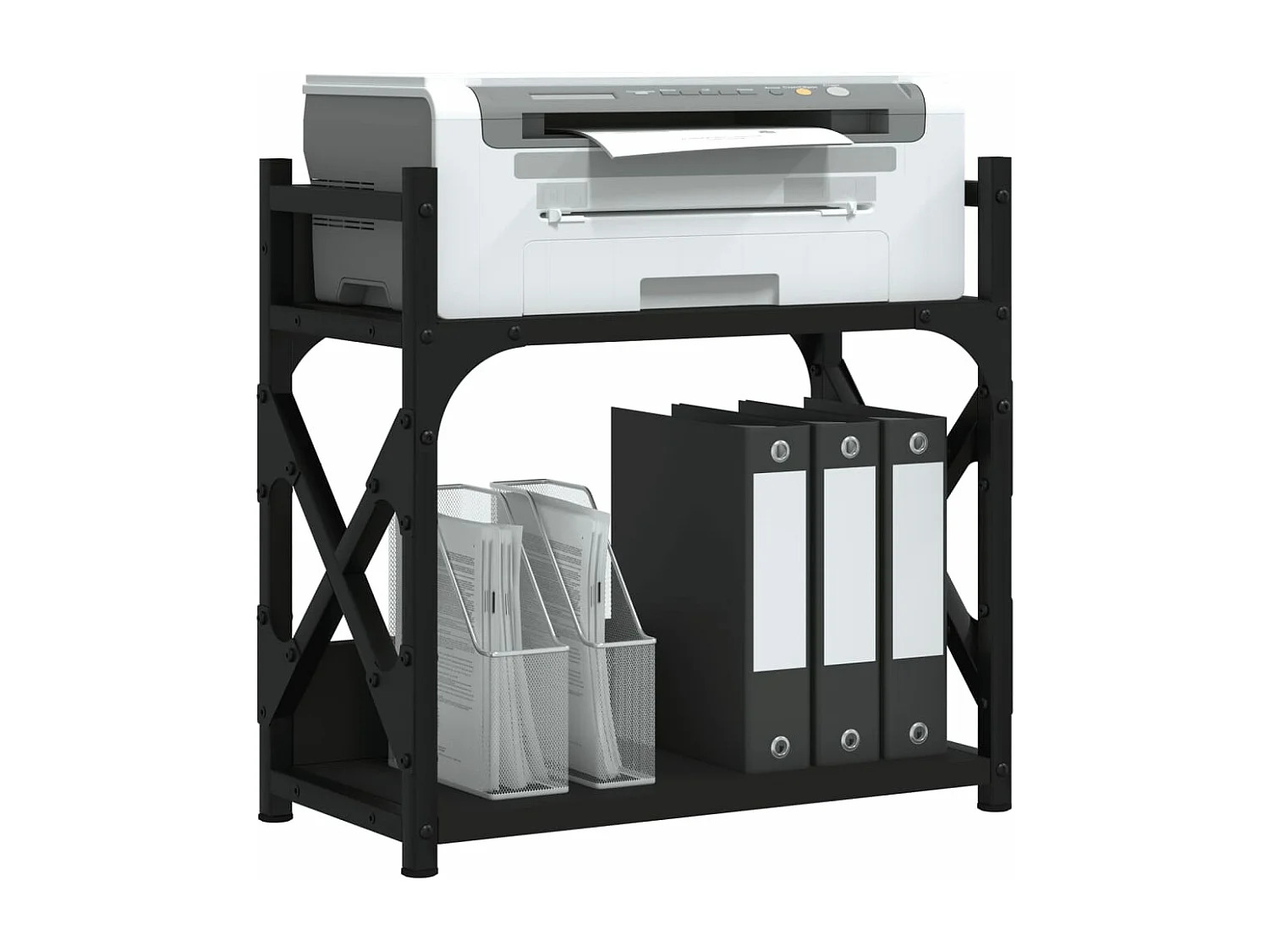 Supporto stampante 2 livelli nero 40x20x40 cm