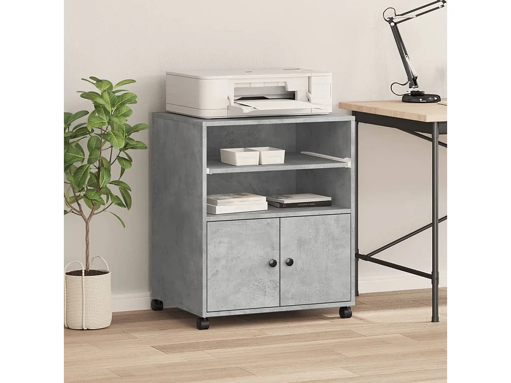 Soporte para impresora con ruedas hormigón gris 60x48x74 cm
