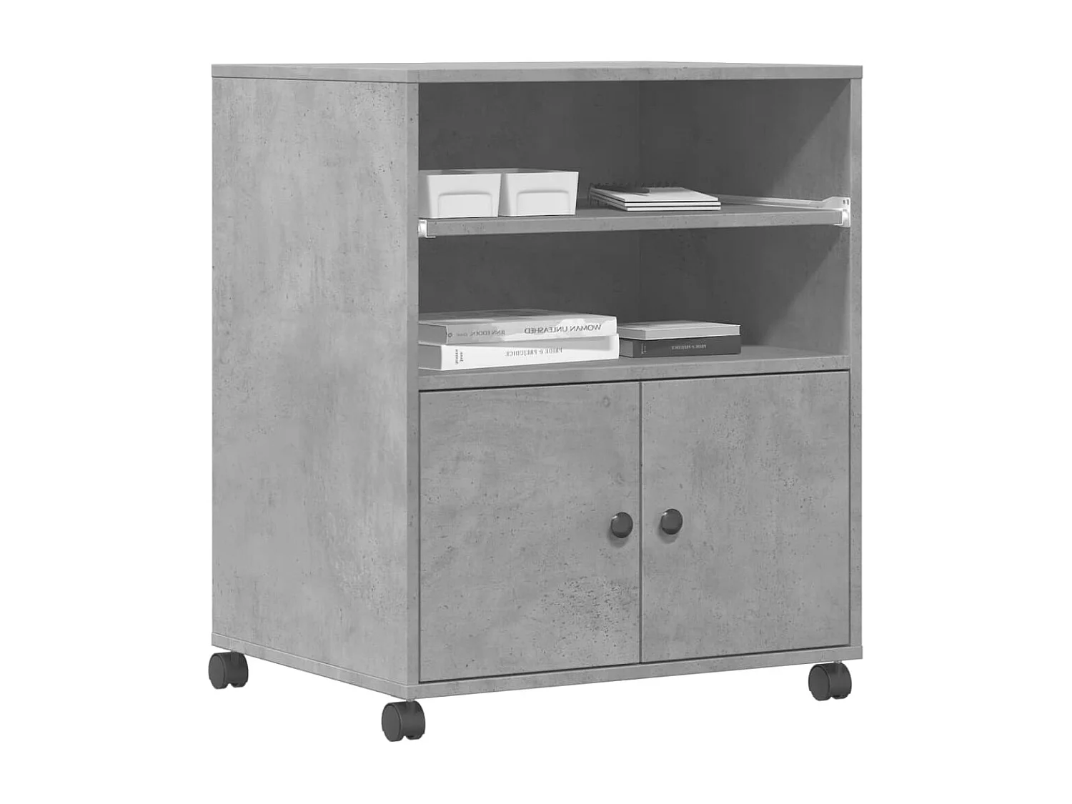 Soporte para impresora con ruedas hormigón gris 60x48x74 cm