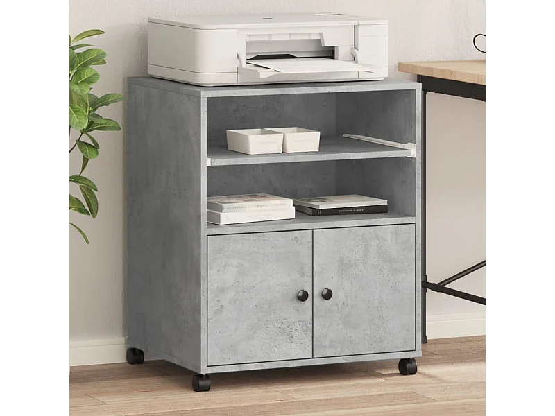 Soporte para impresora con ruedas hormigón gris 60x48x74 cm
