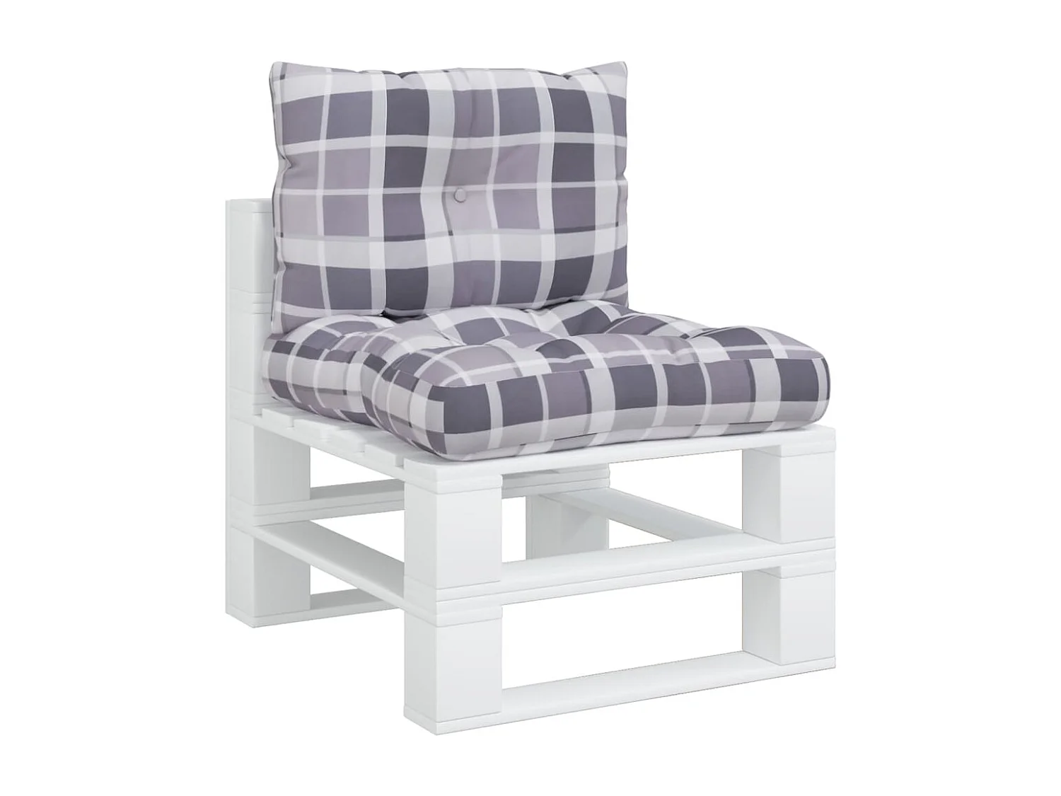 Coussins de palette lot de 2 motif à carreaux gris tissu