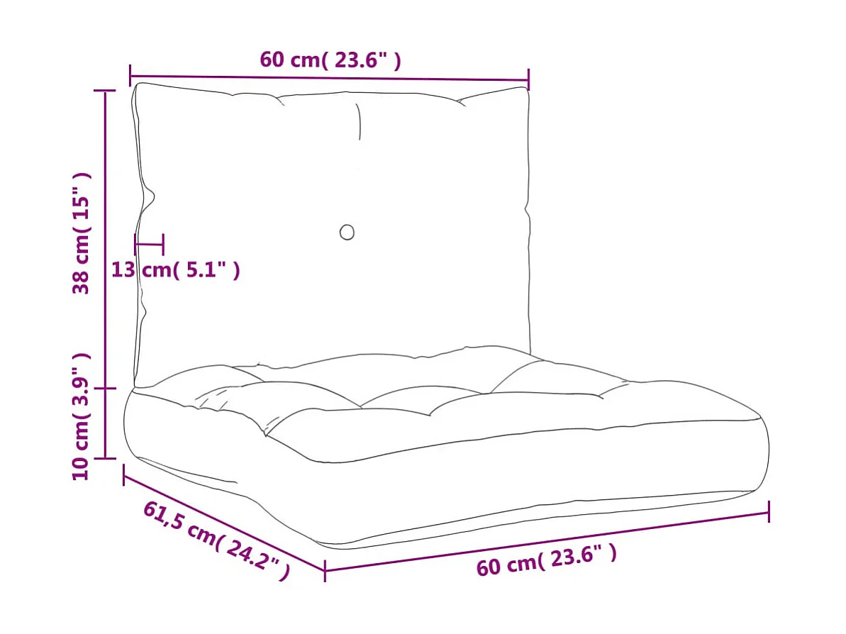 Coussins de palette lot de 2 motif à carreaux gris tissu