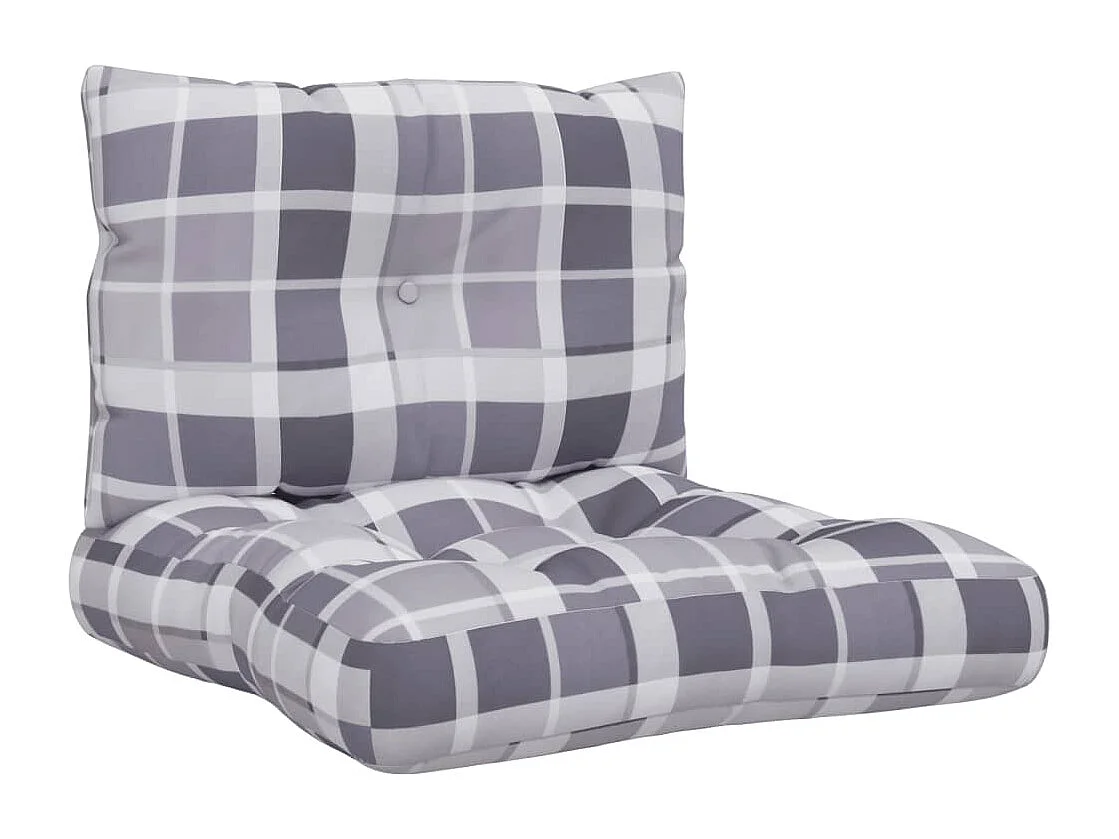 Coussins de palette lot de 2 motif à carreaux gris tissu