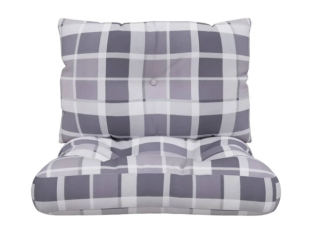 Coussins de palette lot de 2 motif à carreaux gris tissu