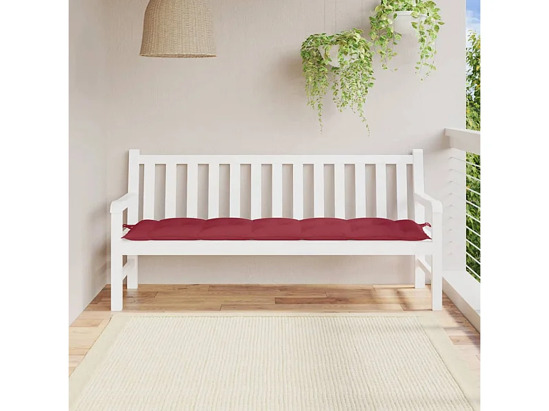 Cojín de banco de jardín tela Oxford rojo tinto 180x50x7 cm
