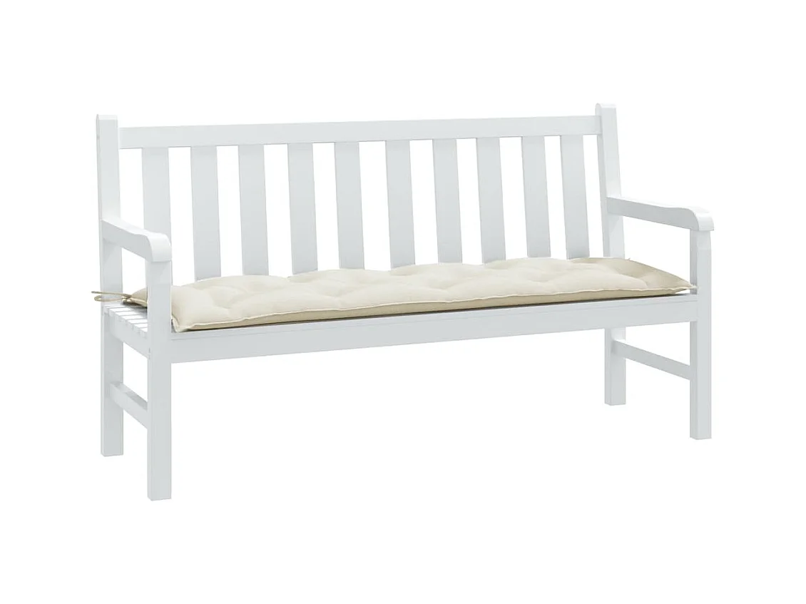 Coussin de banc de jardin crème mélangé 150x50x7 cm tissu