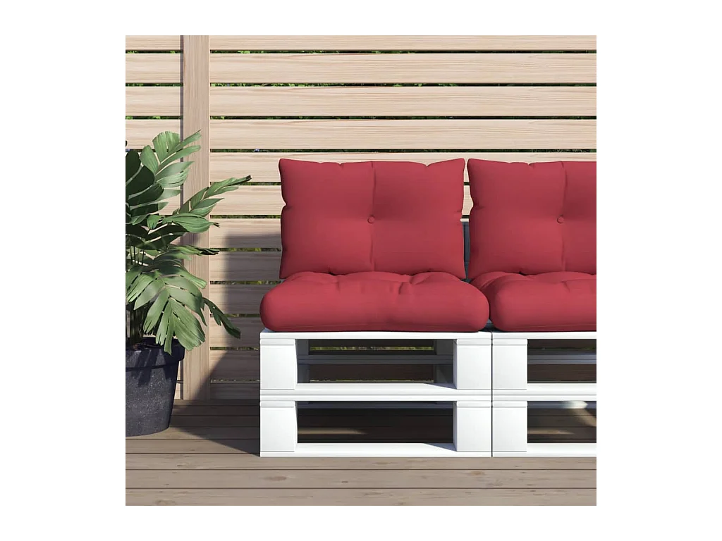 Coussins de palette lot de 2 rouge bordeaux tissu