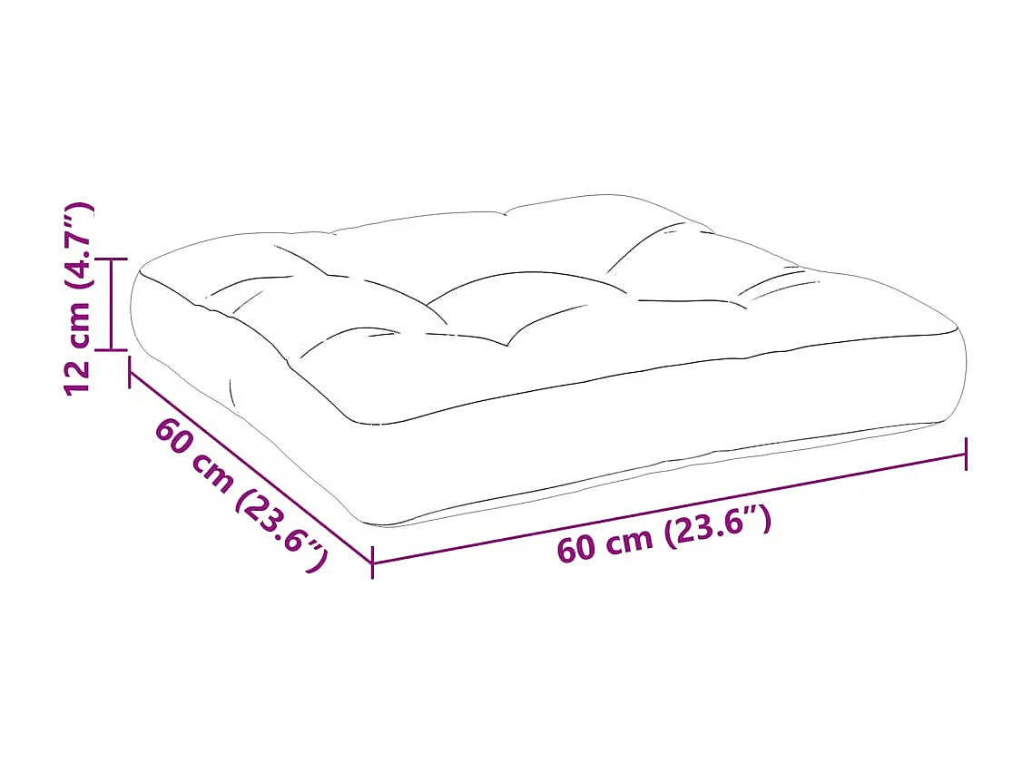 Cojín para sofá de palets tela gris 60x60x12 cm