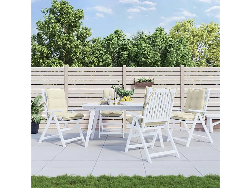 Coussins de chaise à dossier bas lot de 4 crème tissu oxford