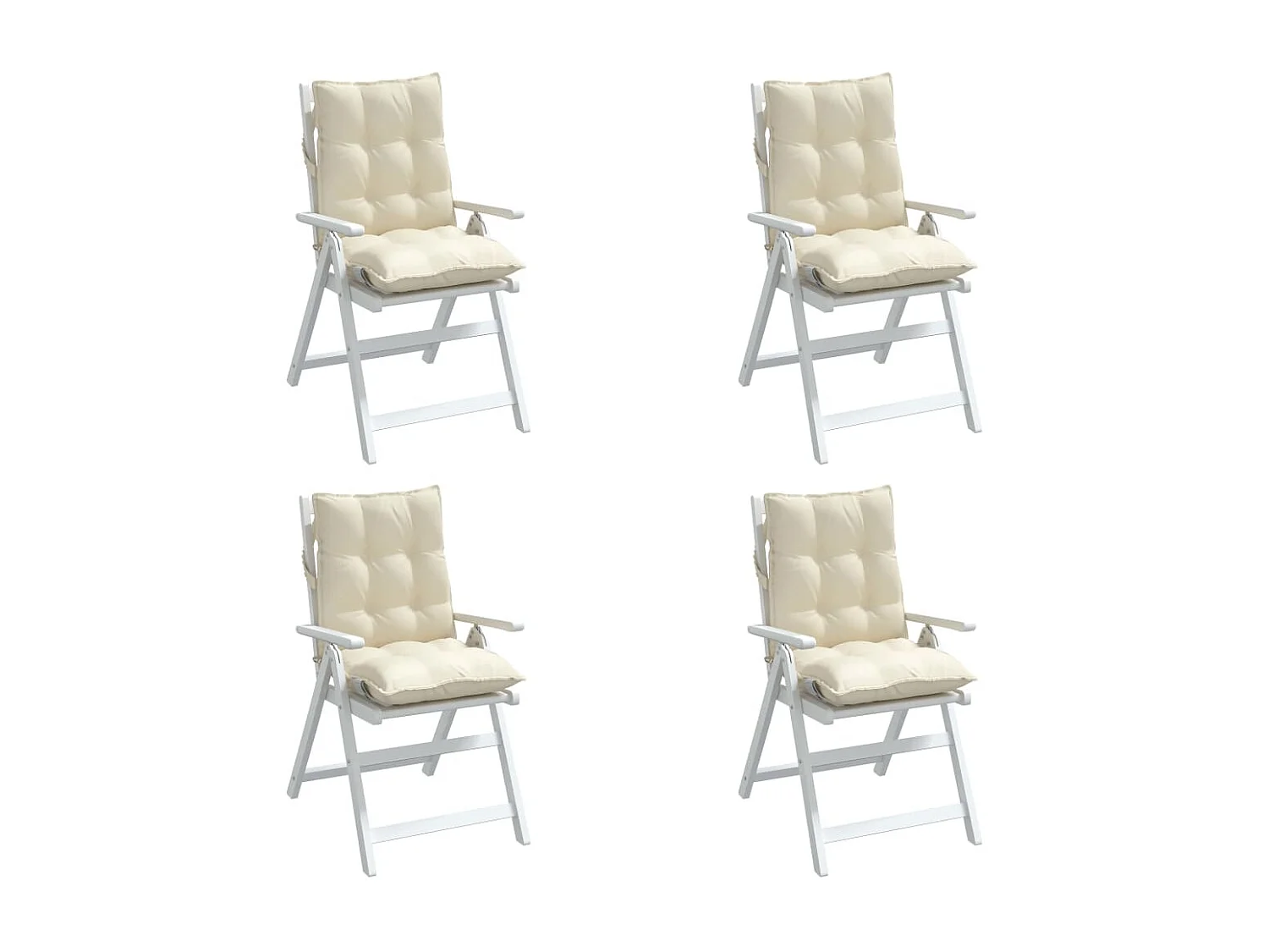 Coussins de chaise à dossier bas lot de 4 crème tissu oxford