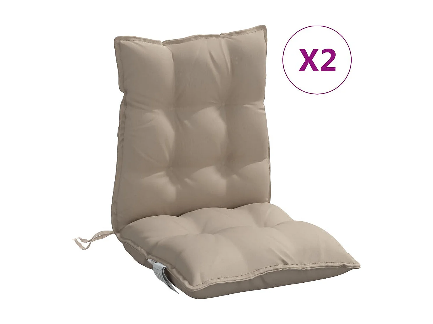 Coussins de chaise à dossier bas lot de 2 taupe tissu oxford