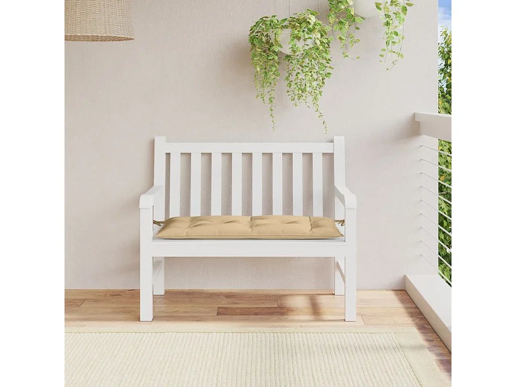 Tuinbankkussen 100x50x7 cm stof gemêleerd beige