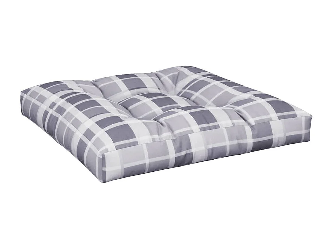 Coussins de palette lot de 2 motif à carreaux gris tissu