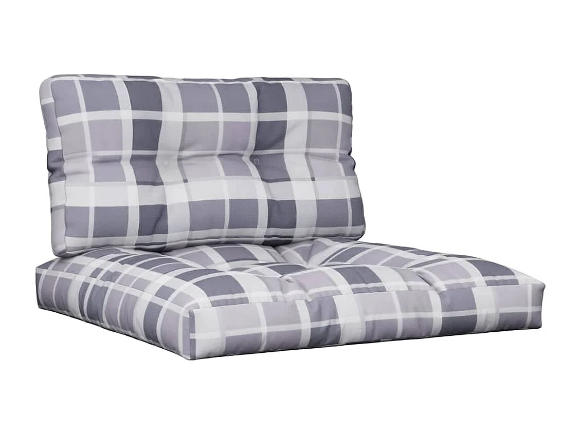 Coussins de palette lot de 2 motif à carreaux gris tissu