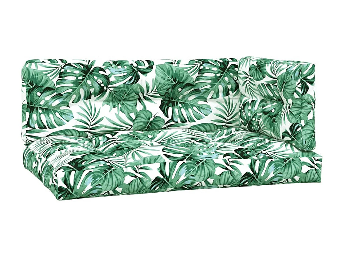 Palettenkissen 3-tlg. Blattmuster Stoff