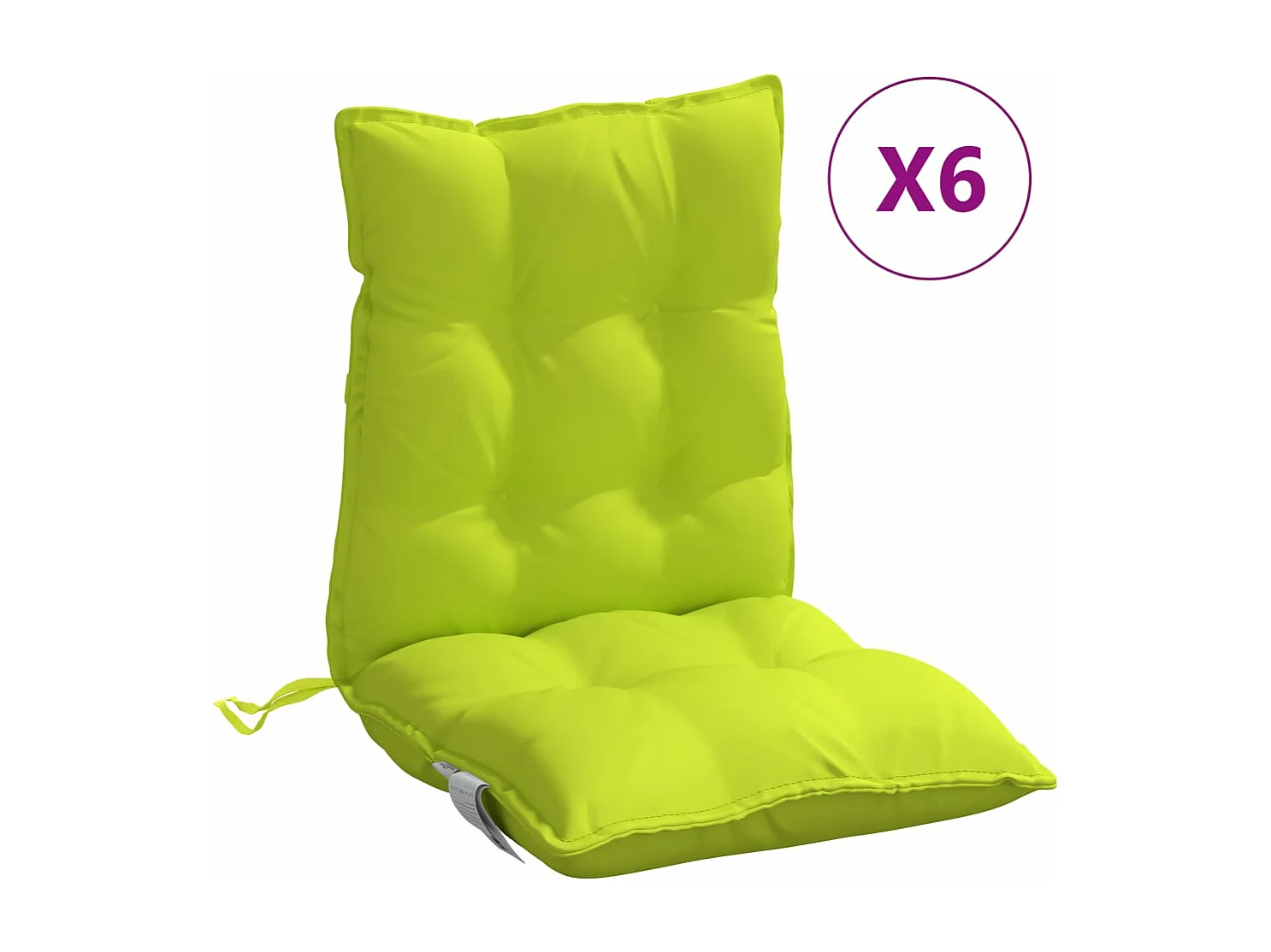 Coussins de chaise à dossier bas lot de 6 vert vif