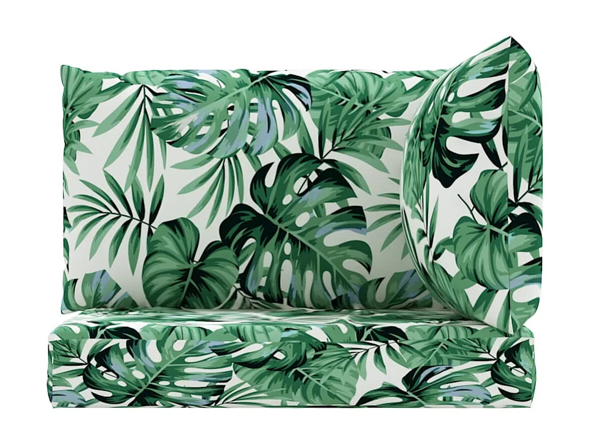 Cuscini per Pallet 3 pz Motivo a Foglie in Tessuto Oxford