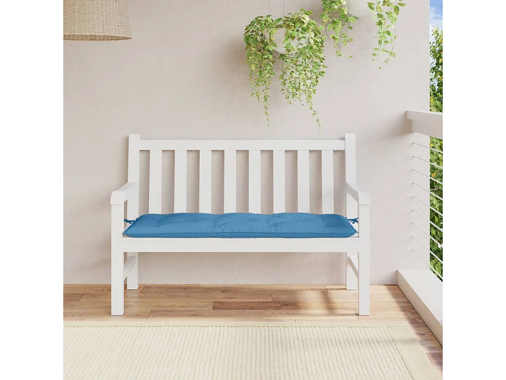 Cuscino per Panca da Giardino Blu Mélange 120x50x7cm in Tessuto
