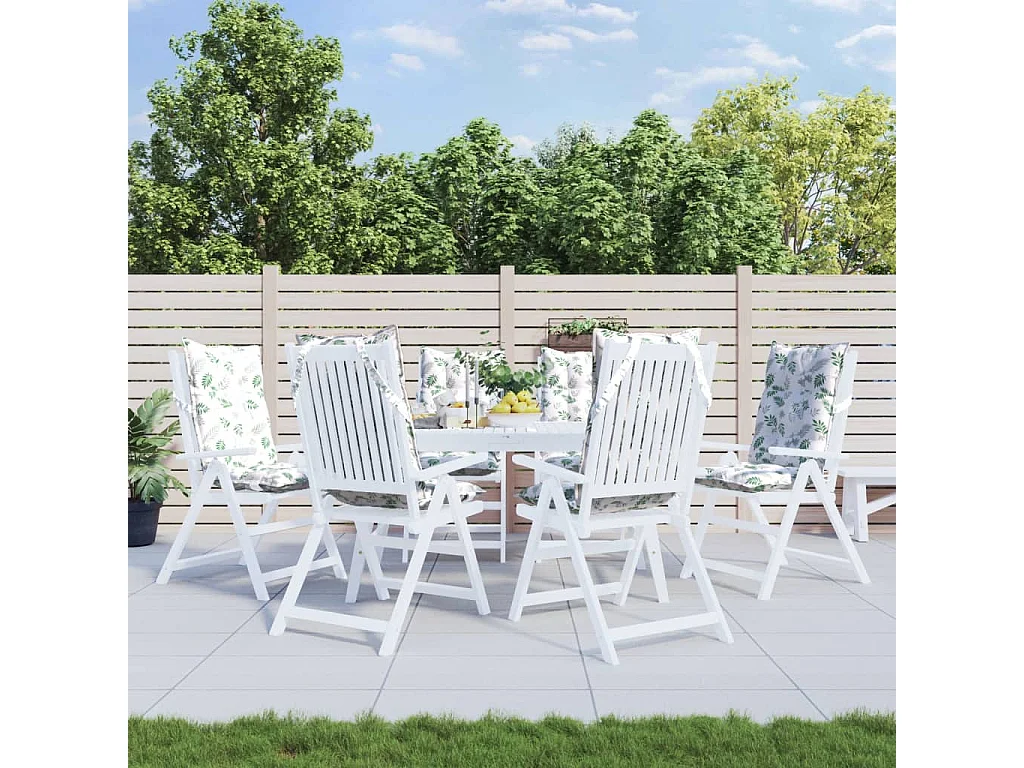 Hochlehner-Auflagen 6 Stk. Blattmuster Oxford-Gewebe