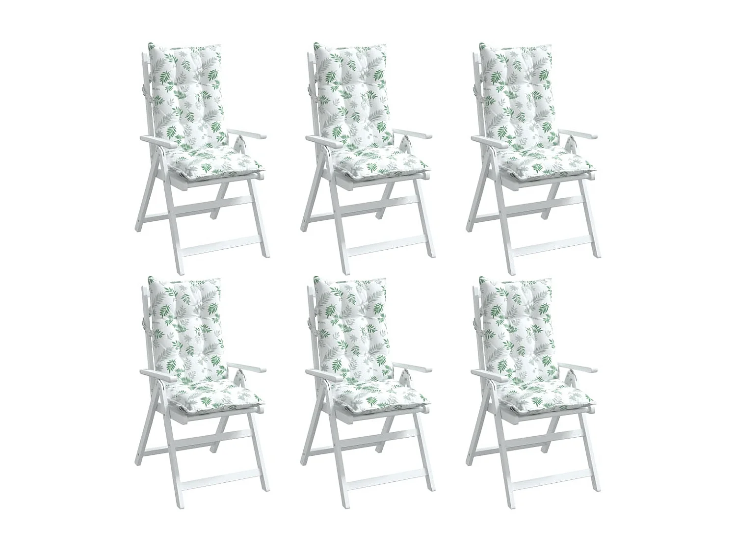 Hochlehner-Auflagen 6 Stk. Blattmuster Oxford-Gewebe