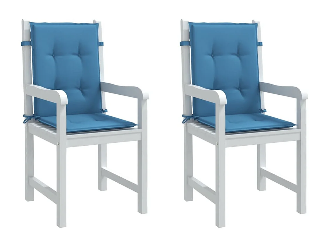 Coussins de chaise à dossier bas lot de 2 bleu mélangé tissu