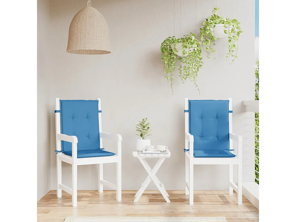 Coussins de chaise à dossier bas lot de 2 bleu mélangé tissu