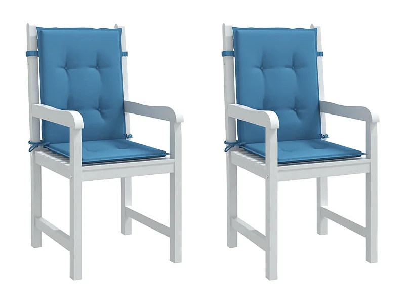 Coussins de chaise à dossier bas lot de 2 bleu mélangé tissu