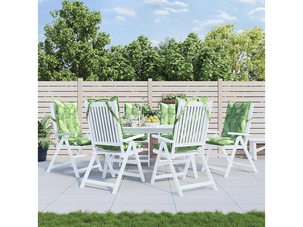 Hochlehner-Auflagen 6 Stk. Blattmuster Oxford-Gewebe