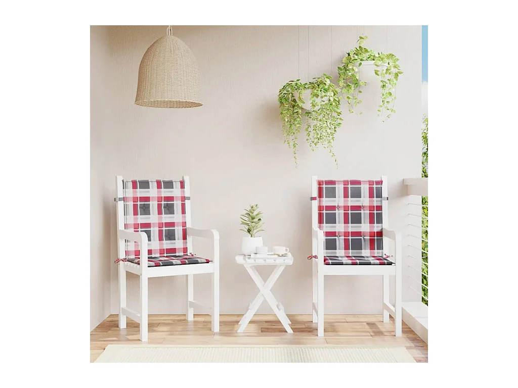 Tuinstoelkussens 2 st 100x50x3 cm oxford stof ruitpatroon rood
