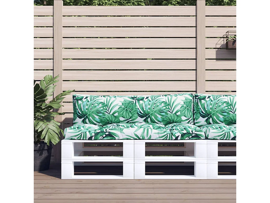 Palettenkissen 2-tlg. Blattmuster Stoff