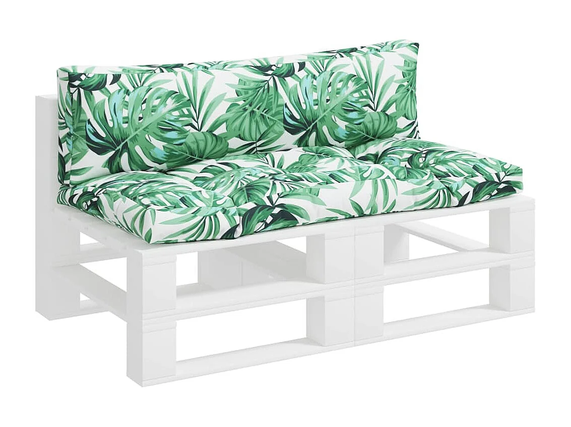 Palettenkissen 2-tlg. Blattmuster Stoff