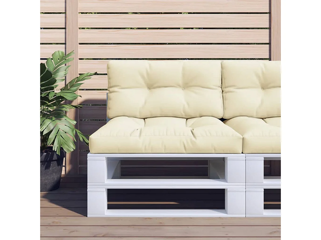 Coussin de palette crème 70x40x12 cm tissu