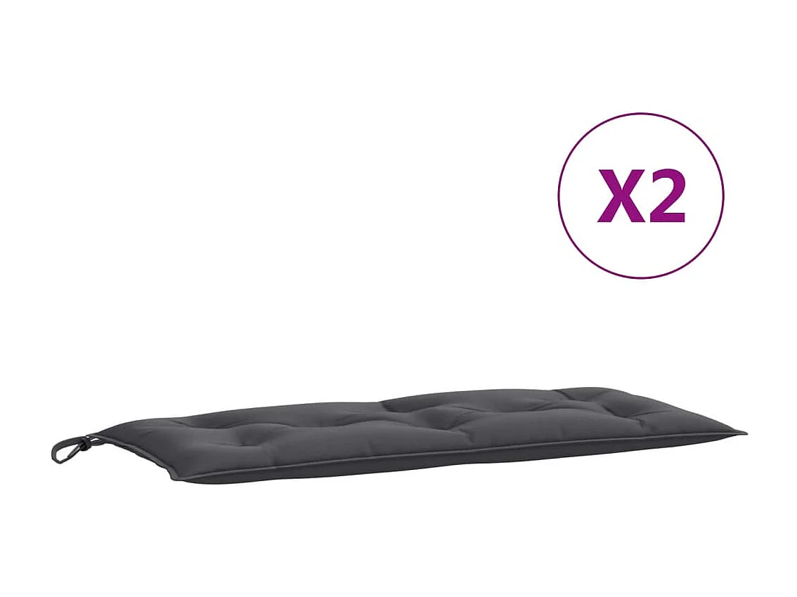 Coussins de banc de jardin lot de 2 anthracite mélangé tissu