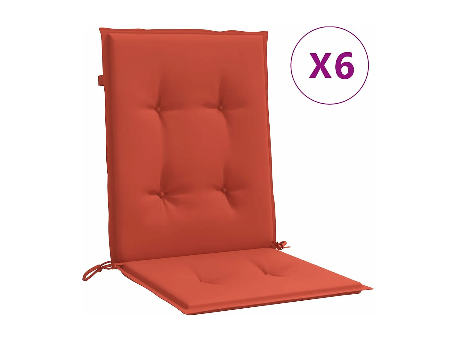 Coussins de chaise à dossier bas lot de 6 rouge mélangé tissu