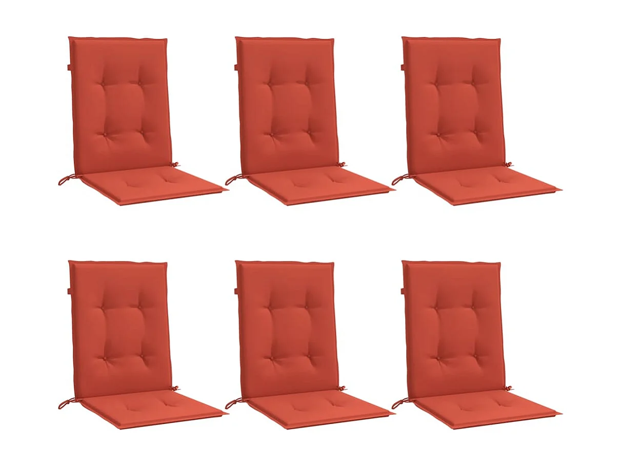 Coussins de chaise à dossier bas lot de 6 rouge mélangé tissu
