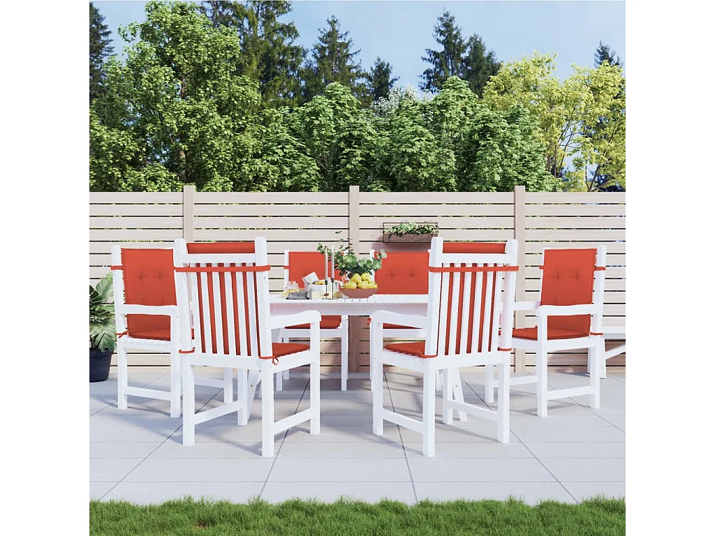 Coussins de chaise à dossier bas lot de 6 rouge mélangé tissu