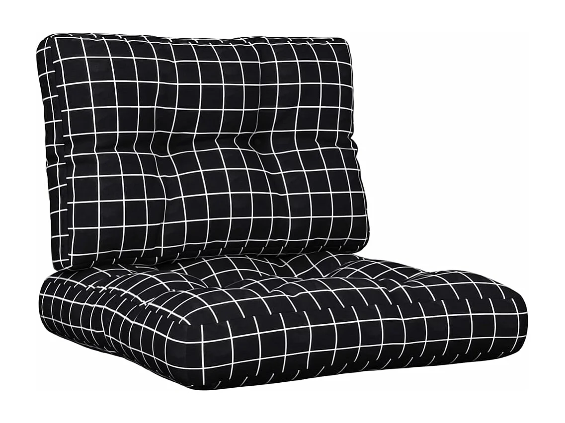 Almofadões para paletes 2 pcs tecido xadrez preto
